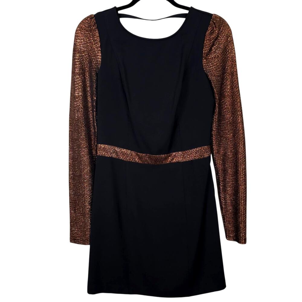 Silence + Noise Urban Outfitters Dress 6 Black Copper Metallic V-Back Mini Party
